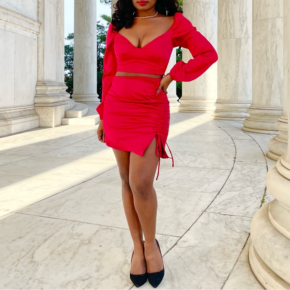 *Last One* Satin Mini Skirt Set